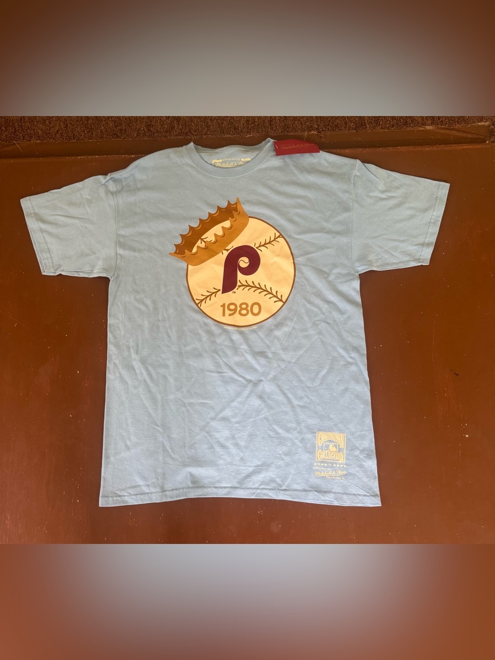 Mitchell & Ness Blue MLB Philadelphia Phillies Crown Baseball Tee - Men’s L